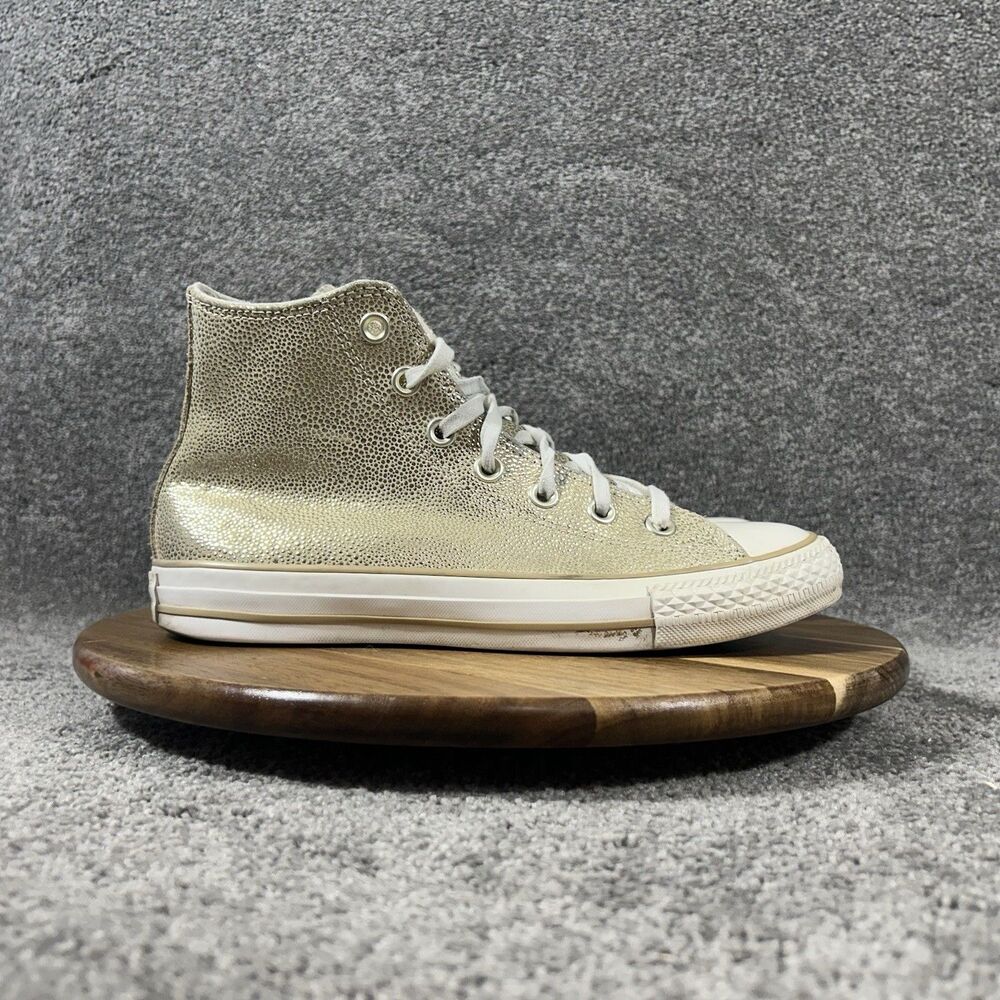 Converse Chuck Taylor All Star Hi Women’s Sz 8 Stingray Metallic Gold Shoes Used